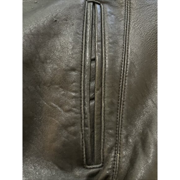 VTG Izod Leather Bomber Jacket Mens XL Dark Brown Lined interior pockets Zip - Picture 7 of 15